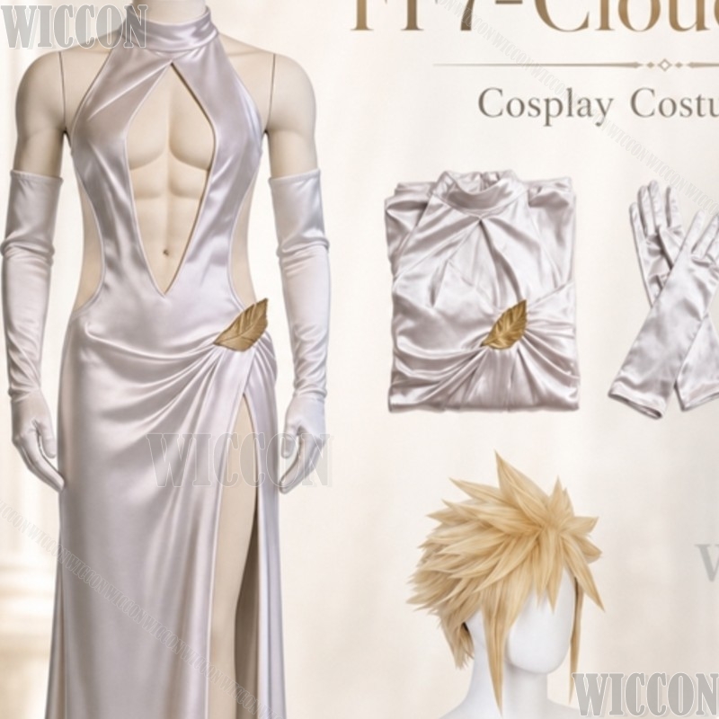 Evening Gown - Gaun Pernikahan Belahan Tinggi FF7 Cosplay