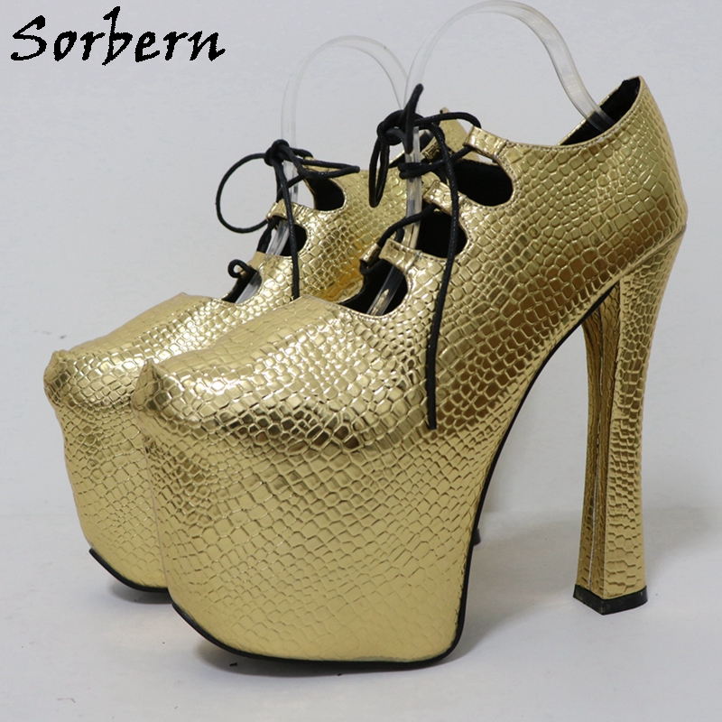 Pump Heel Block - Sorbern Buaya Emas 20Cm Pompa Uniseks