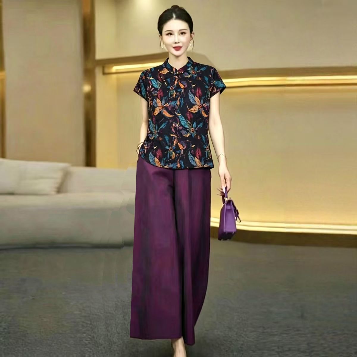 Silk Blouse - Setelan Sutra Musim Panas, Kemeja Cheongsam