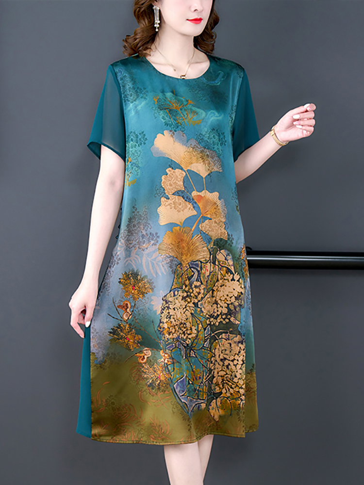 Women'S Red Formal Wear - Gaun pernikahan mewah motif bunga sutra