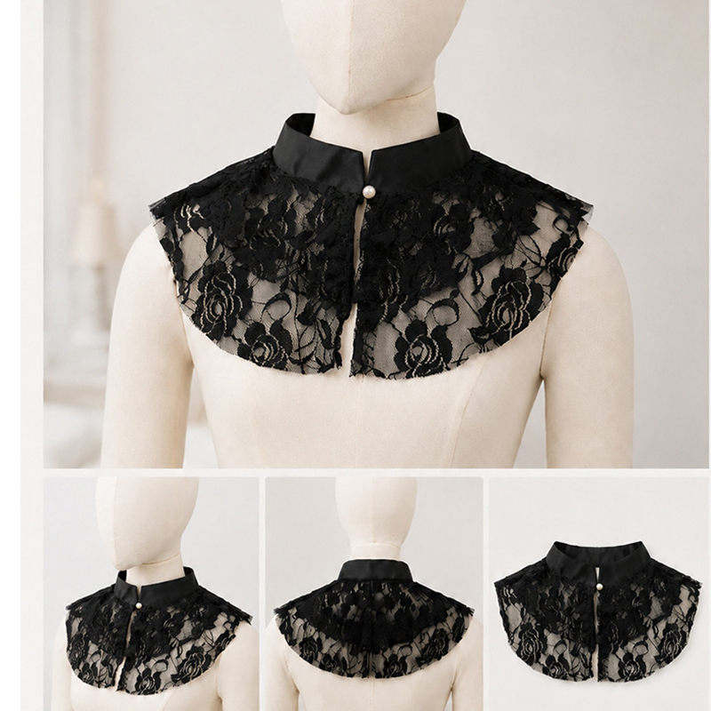 Lace Dress - Kerah Palsu Berenda Bunga Elegan untuk