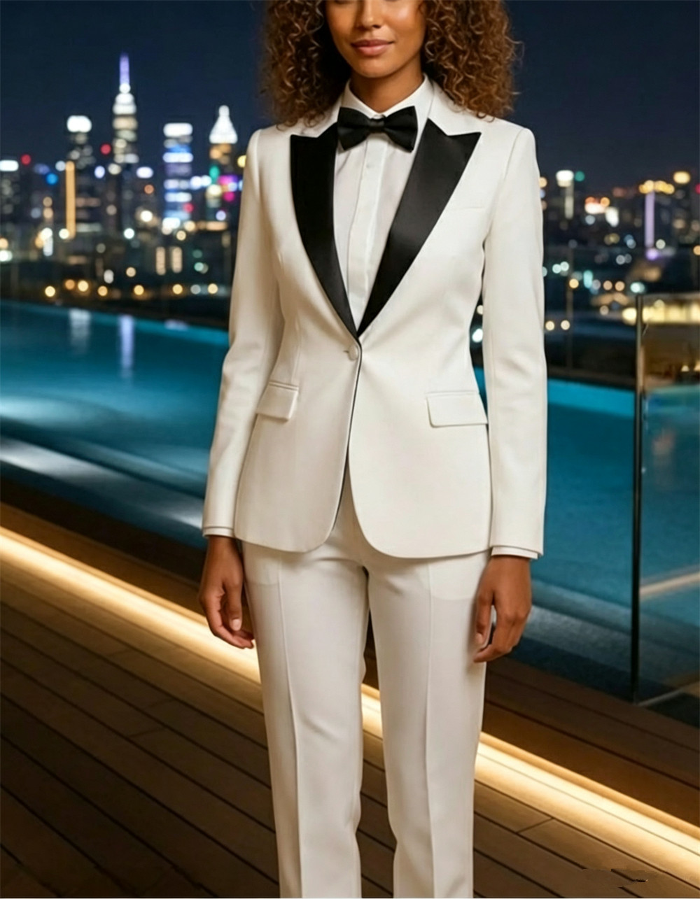 Womens Blazer - Setelan Wanita 2 Potong Setelan Putih