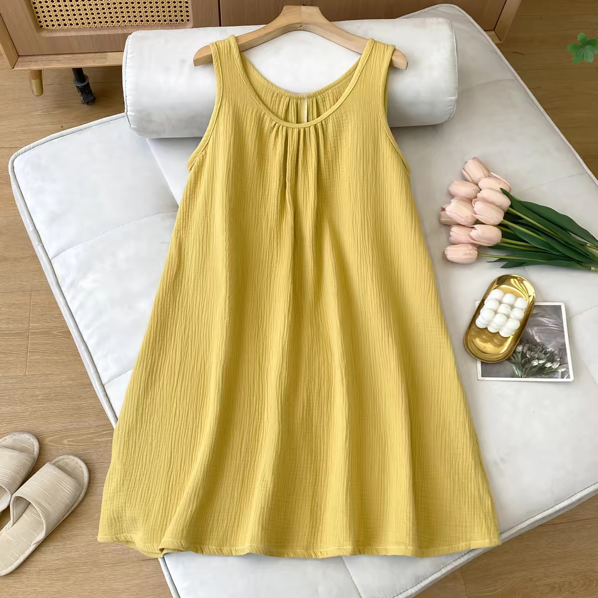 Gaun Tank Tanpa Lengan Kasual  - Midi Dress ulasan dan harga