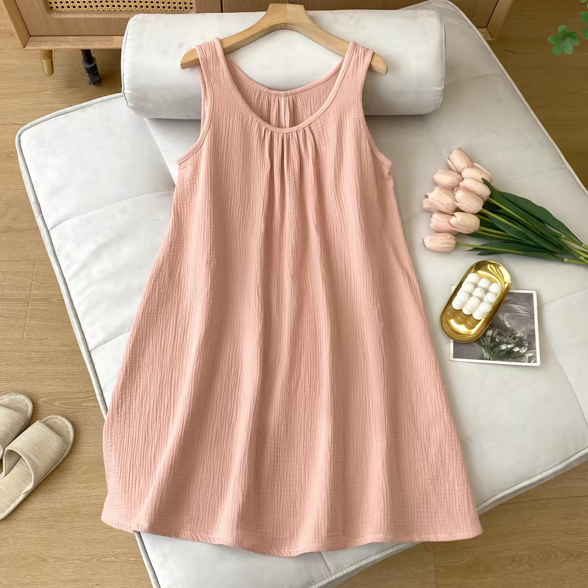 Gaun Tank Tanpa Lengan Kasual  - Midi Dress ulasan dan harga