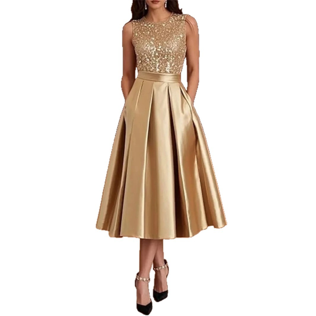 Gaun Midi Satin Payet Burgundy - Midi Dress ulasan dan harga
