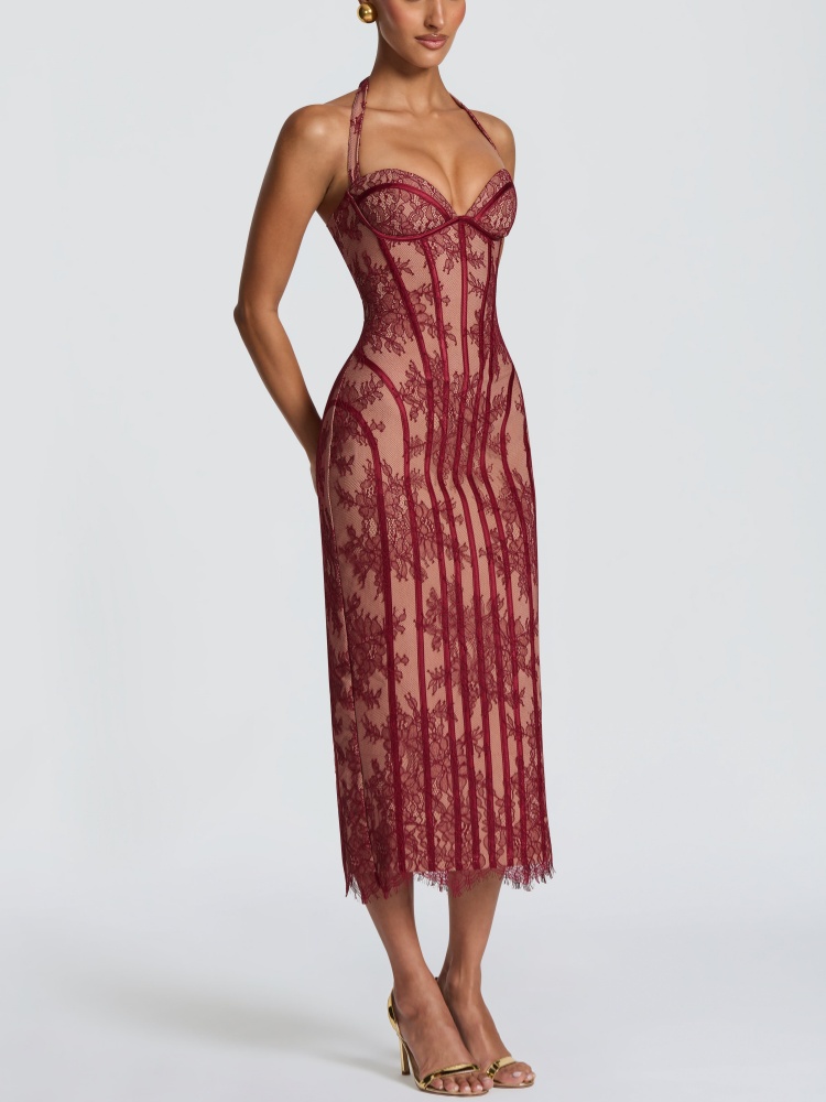 Gaun Midi Halter Sweetheart Bu - Midi Dress ulasan dan harga