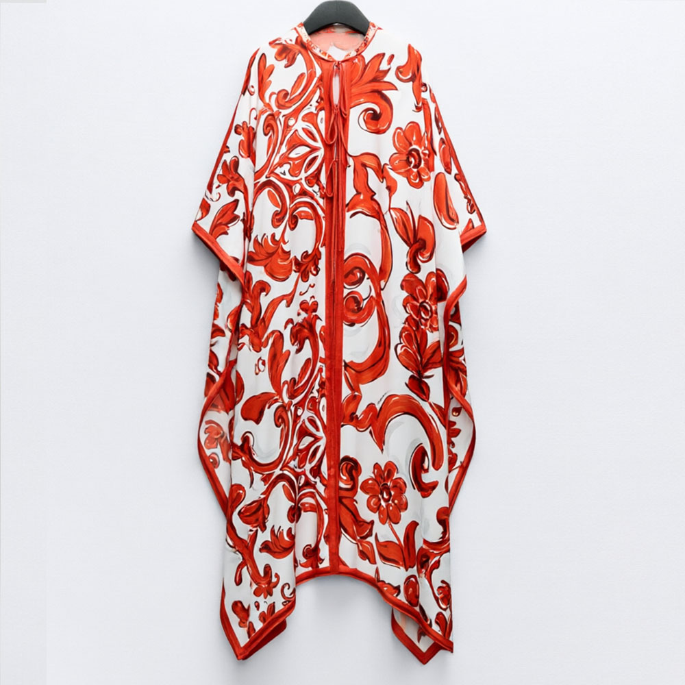 Gaun Panjang Longgar Motif Vin - Women'S Red Formal Wear ulasan dan harga