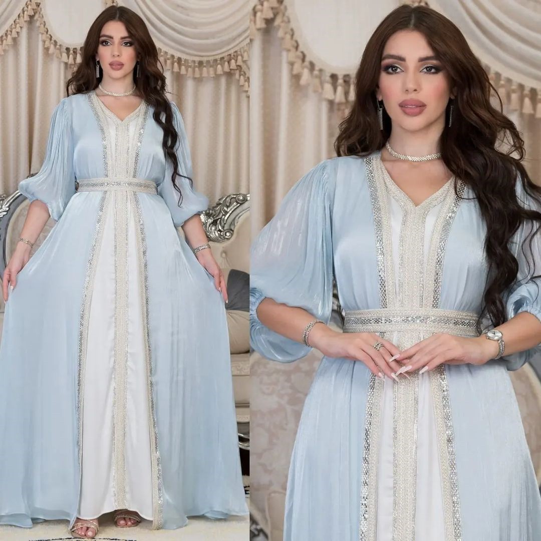 Gaun Pesta Lavender Berpayet V - Evening Gown ulasan dan harga