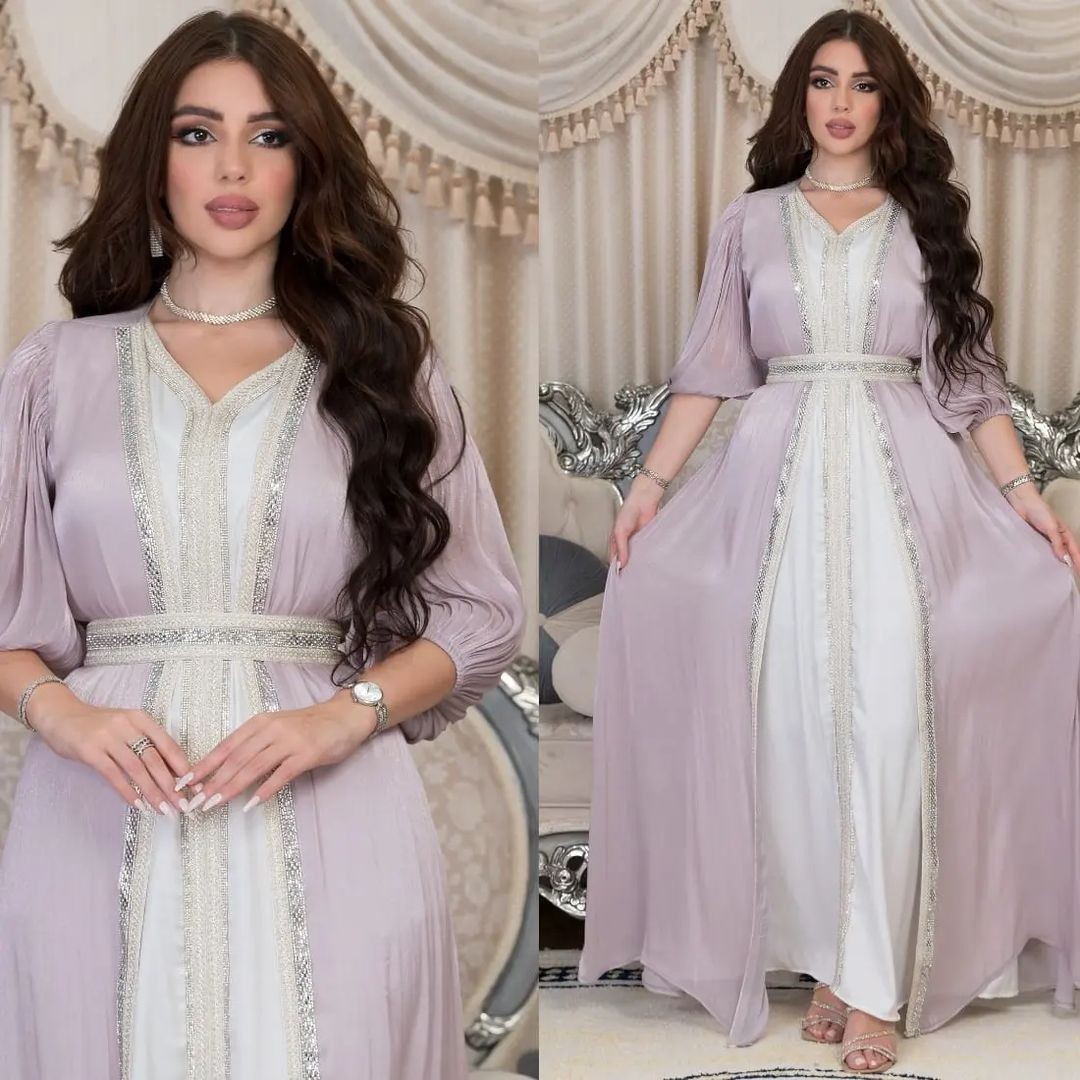 Gaun Pesta Lavender Berpayet V - Evening Gown ulasan dan harga