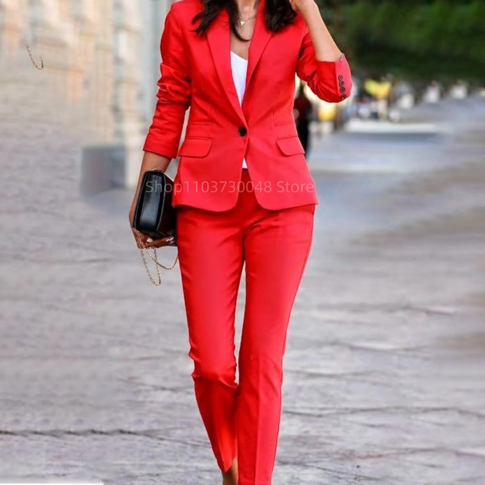 Setelan Blazer dan Celana Wani - Women'S Red Formal Wear ulasan dan harga
