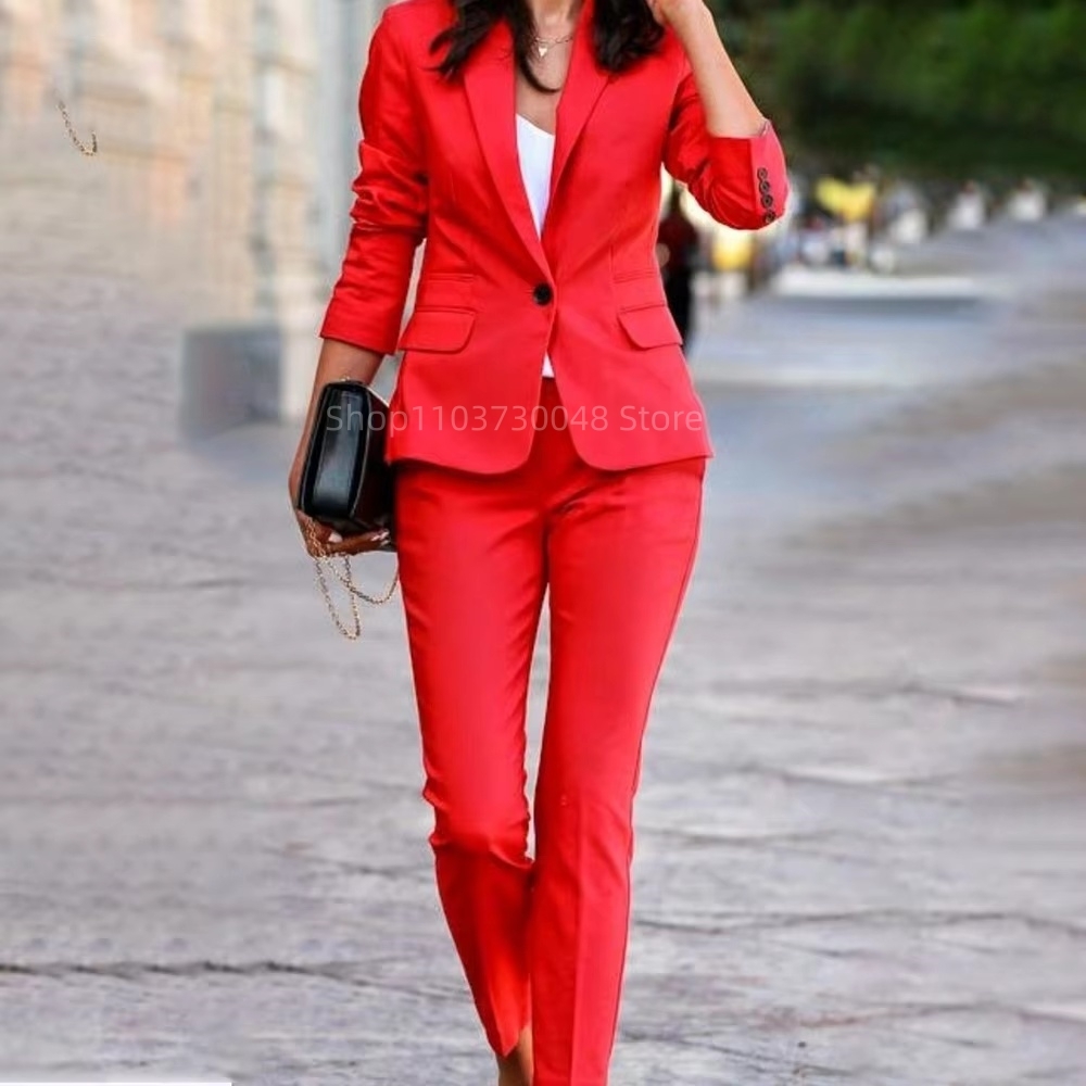 Setelan Blazer dan Celana Wani - Women'S Red Formal Wear ulasan dan harga