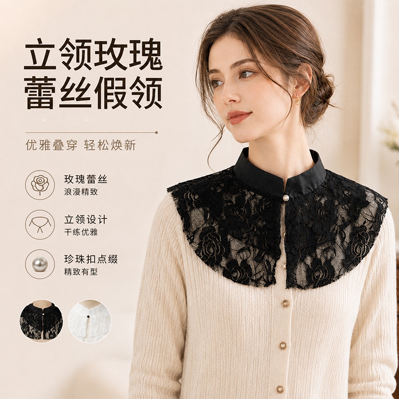 Kerah Palsu Berenda Bunga Eleg - Lace Dress ulasan dan harga