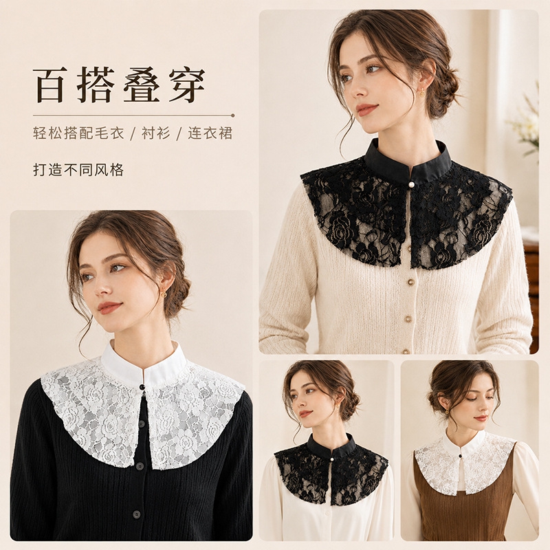 Kerah Palsu Berenda Bunga Eleg - Lace Dress ulasan dan harga